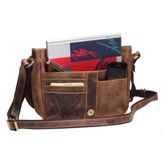 Greenburry Vintage Überschlagtasche Leder  Damentasche braun | 26x22x9cm