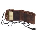 Greenburry Vintage Umhängegeldbeutel Leder Portemonnaie braun | 14 x 10,5 x 2,5 cm