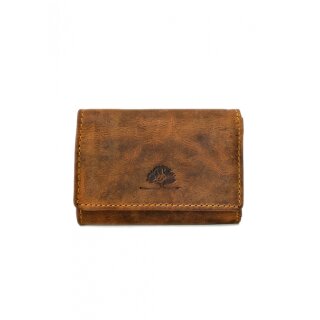 Greenburry Vintage Mini-Geldbörse Portnemonnaie Leder braun