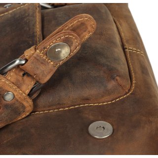 Greenburry Vintage Revival Schultertasche Leder Überschlagtasche braun | 24x29x6cm