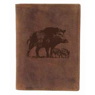 Leder Dokumententasche mit Jagdmotiv