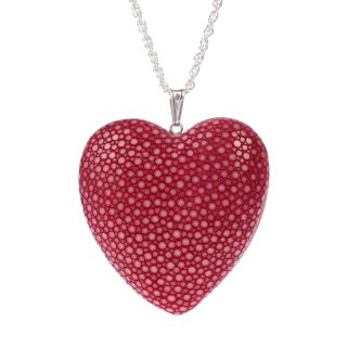 Felex Stingray Halskette mit Herz Anhänger aus Rochenleder Kette Rot