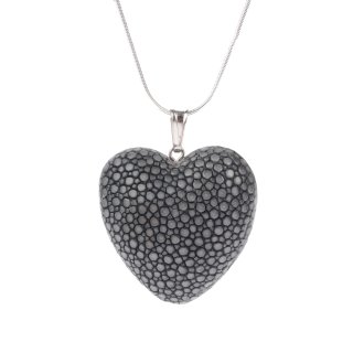 Felex Stingray Halskette mit Herz aus Rochenleder Herzkette castor gray