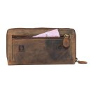 Greenburry Vintage Damen Portemonnaie Geldbörse Braun 19x2,5x10cm mit Motiv der Britisch Kurzhaar Katze