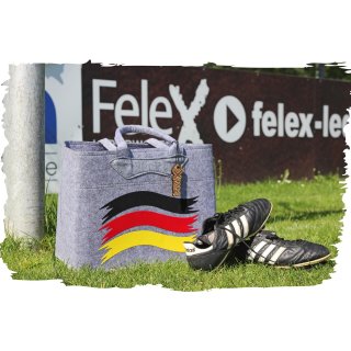 Felex Filz Filztasche Grau 38x19x30cm Einkaufskorb Henkeltasche mit Deutschland Flagge