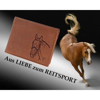 Greenburry Geldbörse Portemonnaie mit Pferdekopf Motiv braun
