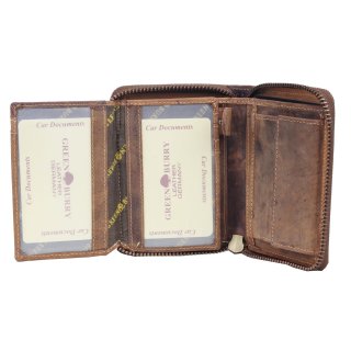 Leder Geldbörse Portemonnaie mit Pferdekopf Motiv Braun 13x10x3cm