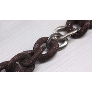Halskette Rochenleder Brown Chain, Polished Shiny / 30x20mm / Small Wavy / 52cm