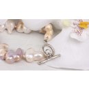 Halskette Champagne and White colored oval irreg. shape fresh water Pearl 24mm / 47cm
