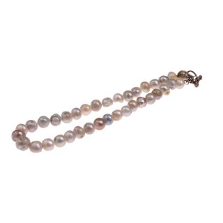 Halskette White colored oval round irreg. shape fresh water Pearl 10 / 12mm / 47cm