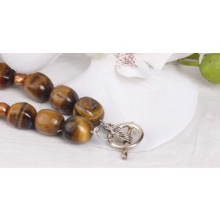 Halskette Tigers Eye Natural Gemstone with Silver accents 15?18mm / 54cm