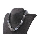 Halskette Matt Black Banded Agate disks 18x16mm / 48cm