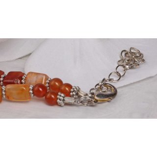 Halskette Red Agate Pendant with silver accents 10 / 20mm / 55cm