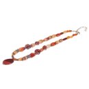 Halskette Red Agate Pendant with silver accents 10 / 20mm / 55cm