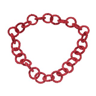 Halskette Nappa Leather Wrapped Chain / 44mm , Red / Ring / 92cm