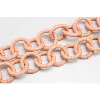 Halskette Nappa Leather Wrapped Chain / 35mm , Peach cobbler / Ring / 92cm