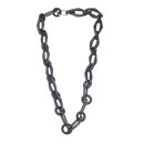 Halskette Rochenleder Leder  Chain 31 / 65mm ,  Black Shiny / Ring / Eye shape / 102cm