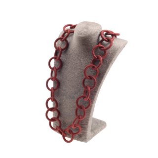 Halskette Wasserschlange Leder Chain 45mm ,  Red / Ring / 120cm