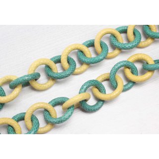 Halskette Wasserschlange Leder Chain 30mm  ,  Yellow / Green / Ring / 96cm