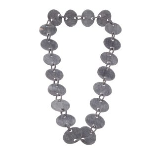 Halskette Wasserbüffel Chain 40x48mm Black Matt / flat round w/ ring / 94cm