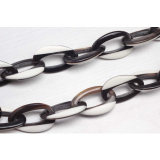 Halskette Wasserbüffel Chain 52mm Black shiny w white resin / Teardrop / 130cm