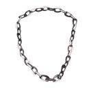 Halskette Wasserbüffel Chain 52mm Black shiny w white resin / Teardrop / 130cm