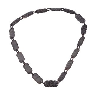 Halskette Wasserbüffel Chain 58mm Black shiny / oval carved / 110cm
