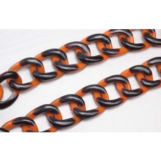 Halskette Wasserbüffel Chain 38x28mm Orange / black shiny / Wavy  / 122cm