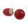 Red Coral Cabochon Cut Round 16mm with Ear Studs Silver