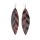 Ohrringe gefertigt aus Black Horn, Leaf design Matt & Shiny 100x24mm,925 Sterling Silver