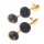 Rochenleder Ohrringe Flat Round,Navy Blue Polished, Stone Agate coated with Brass Gold Plated 56mm