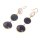 Rochenleder Ohrringe Flat Round,Navy Blue Polished,Pearl and Stone Agate coated with Brass Gold Plated 76mm