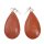 Ohrringe gefertigt aus Wasserschlange Leder Flat Teardrops,Orange Shiny,925 Silver 40mm