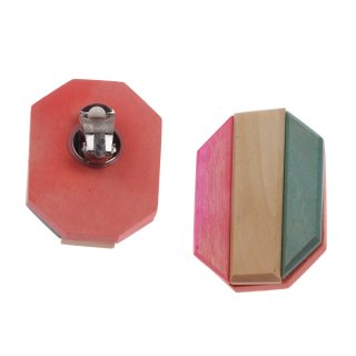 Holz Ohrring mit Design,Multicolor 46mm