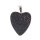 Rochenleder Anhänger-Herz Black Polished / 925 Sterling Silber / Heart 40mm