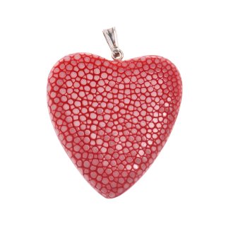 Perlrochen Herz-Anhänger Red Strawberry Polished / 925 Sterling Silber / Heart 40mm
