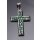 Kreuz Anhänger aus poliertem Rochenleder / Perlrochen grün /  925 Sterling Silber / Cross 30x20mm