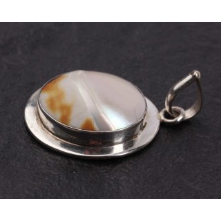 Halsketten-Anhänger aus Muschel und Silber / 925 Sterling Silber / Abalone Muschel / 31mm