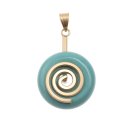 SYN. Turquoise Stein Anhänger Donut 25mm with Spiral Brass / Gold
