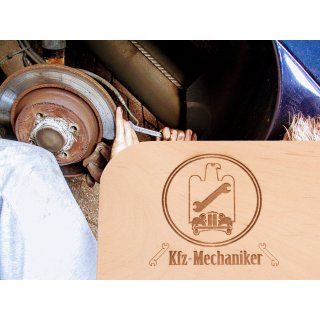 Brotzeitbrett mit Zunft Zeichen I Geschenk für KFZ-Mechaniker I 25,5x14,5x1,3cm