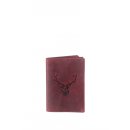 Greenburry Vintage Ausweismappe mit Hirsch Motiv Leder rot