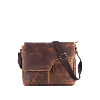 Greenburry Vintage A4 Umhänger Ledertasche braun Leder