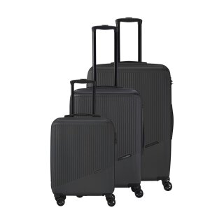 travelite 4-Rad Koffer Set 3 teilig Größen L/M/S I BALI: ABS Hartschalen Trolleys mit TSA Kombinationsschloss (Handgepäck Koffer ohne TSA) Anthrazit