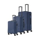 travelite 4-Rad Koffer Set 3 teilig Größen L/M/S I BALI: ABS Hartschalen Trolleys mit TSA Kombinationsschloss (Handgepäck Koffer ohne TSA) blau