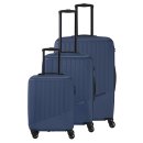 travelite 4-Rad Koffer Set 3 teilig Größen L/M/S I BALI: ABS Hartschalen Trolleys mit TSA Kombinationsschloss (Handgepäck Koffer ohne TSA) blau