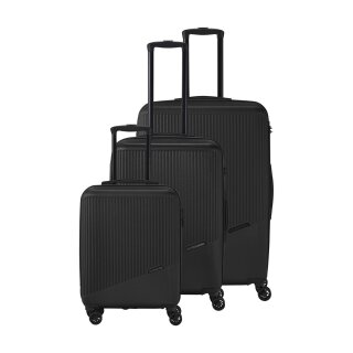 travelite 4-Rad Koffer Set 3 teilig Größen L/M/S I BALI: ABS Hartschalen Trolleys mit TSA Kombinationsschloss (Handgepäck Koffer ohne TSA) Schwarz