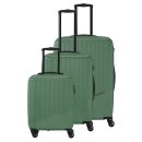 travelite 4-Rad Koffer Set 3 teilig Größen L/M/S I BALI: ABS Hartschalen Trolleys mit TSA Kombinationsschloss (Handgepäck Koffer ohne TSA) Grün